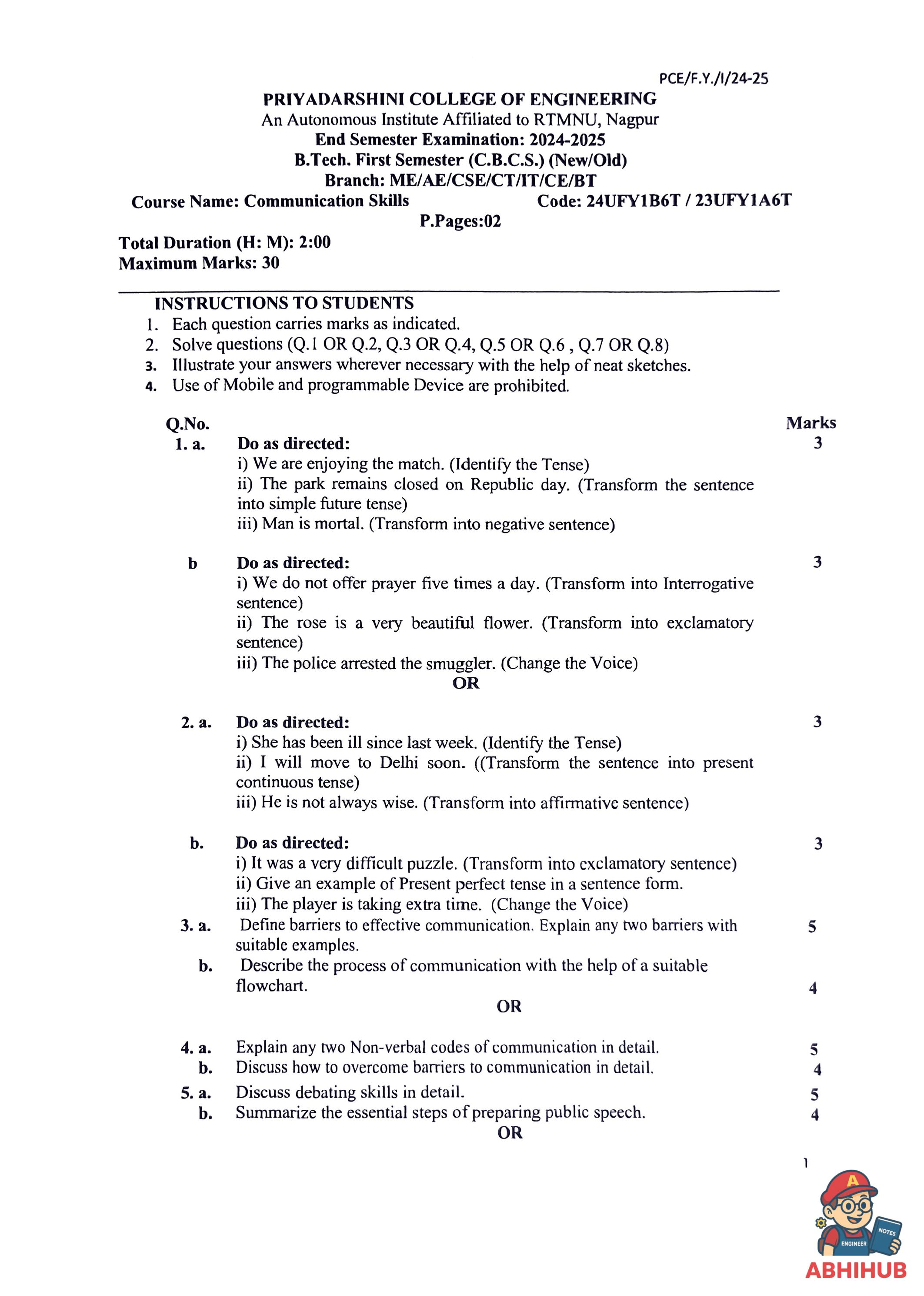 ESE Submission - Communication Skills Notes for 
Priyadarshini College of Engineering