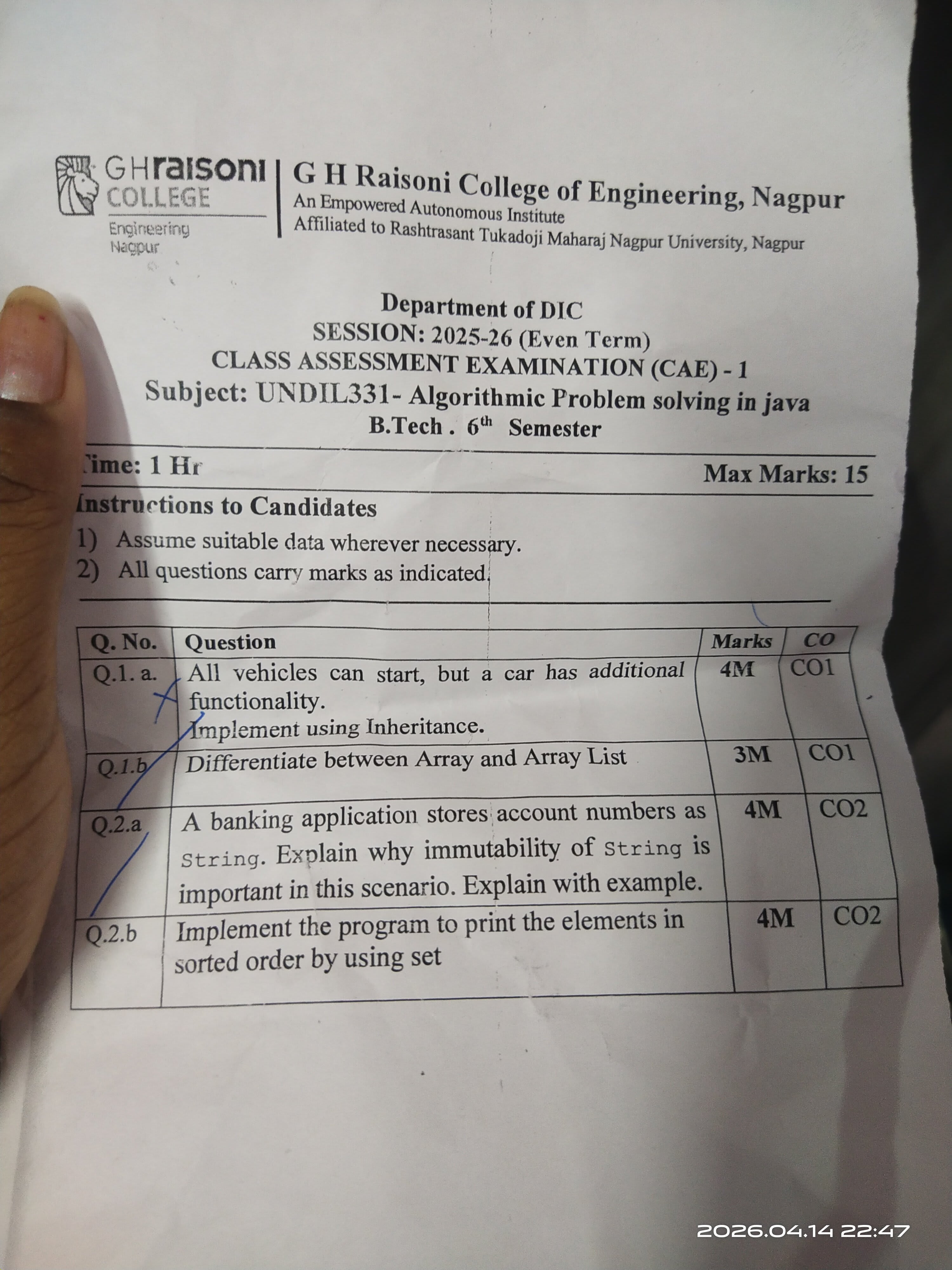 Apsj - CAE1 - Algorithmic Problem Solving in JAVA Notes for G H Raisoni College of Engineering