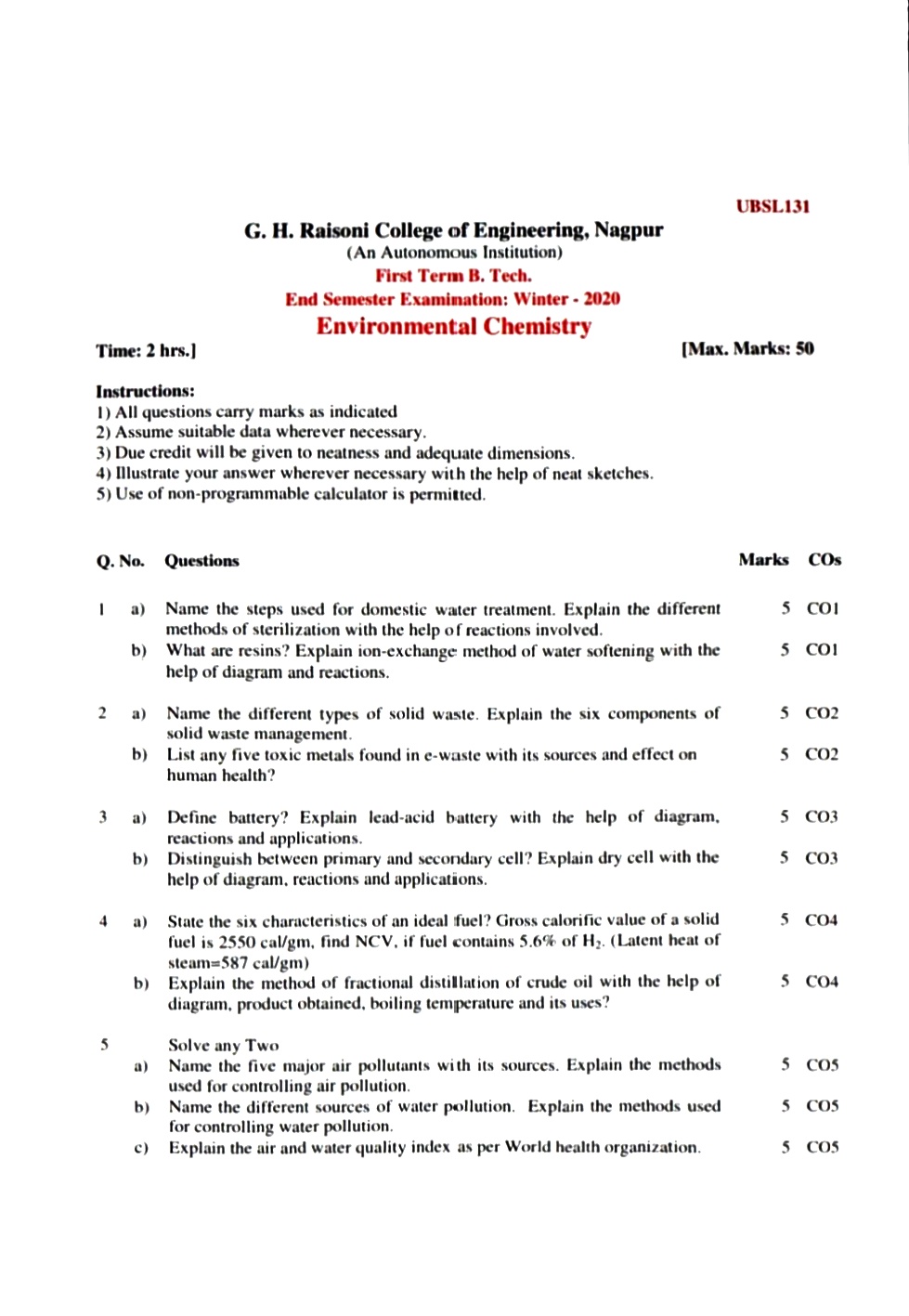 ESE Submission - Environmental Chemistry Notes for G H Raisoni College of Engineering