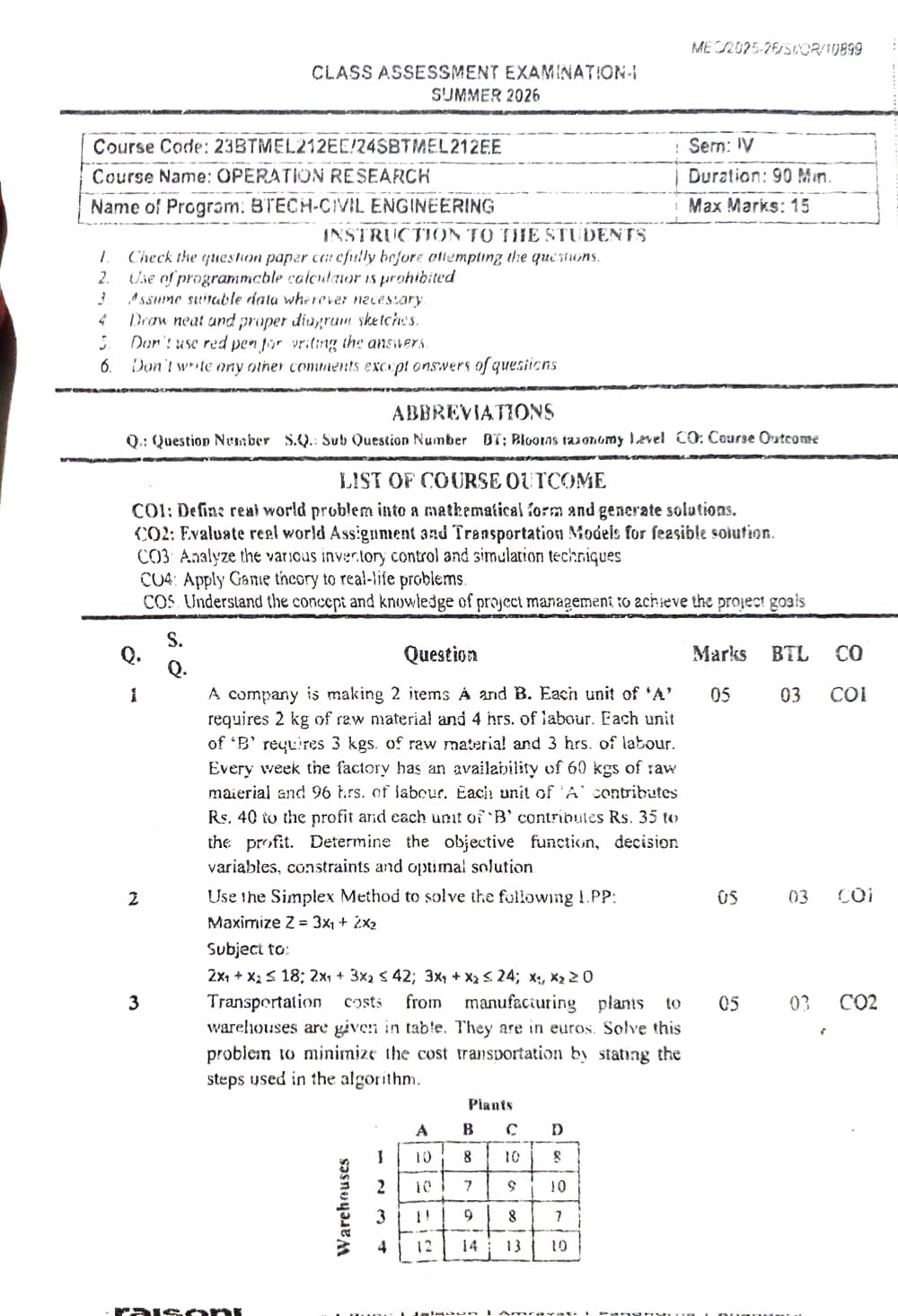 Operation research  - CAE1 - Uncategorized Notes for G H Raisoni College of Engineering and Management