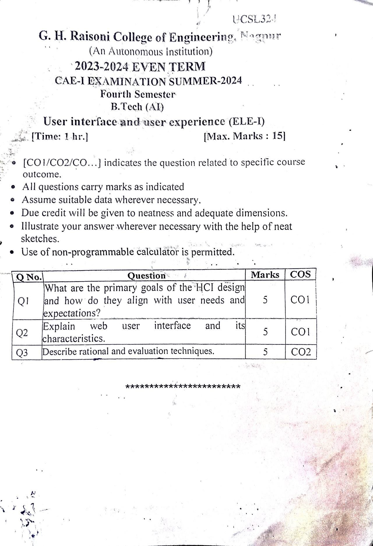 User Interface and User Experience - User Interface and User Experience Notes for G H Raisoni College of Engineering