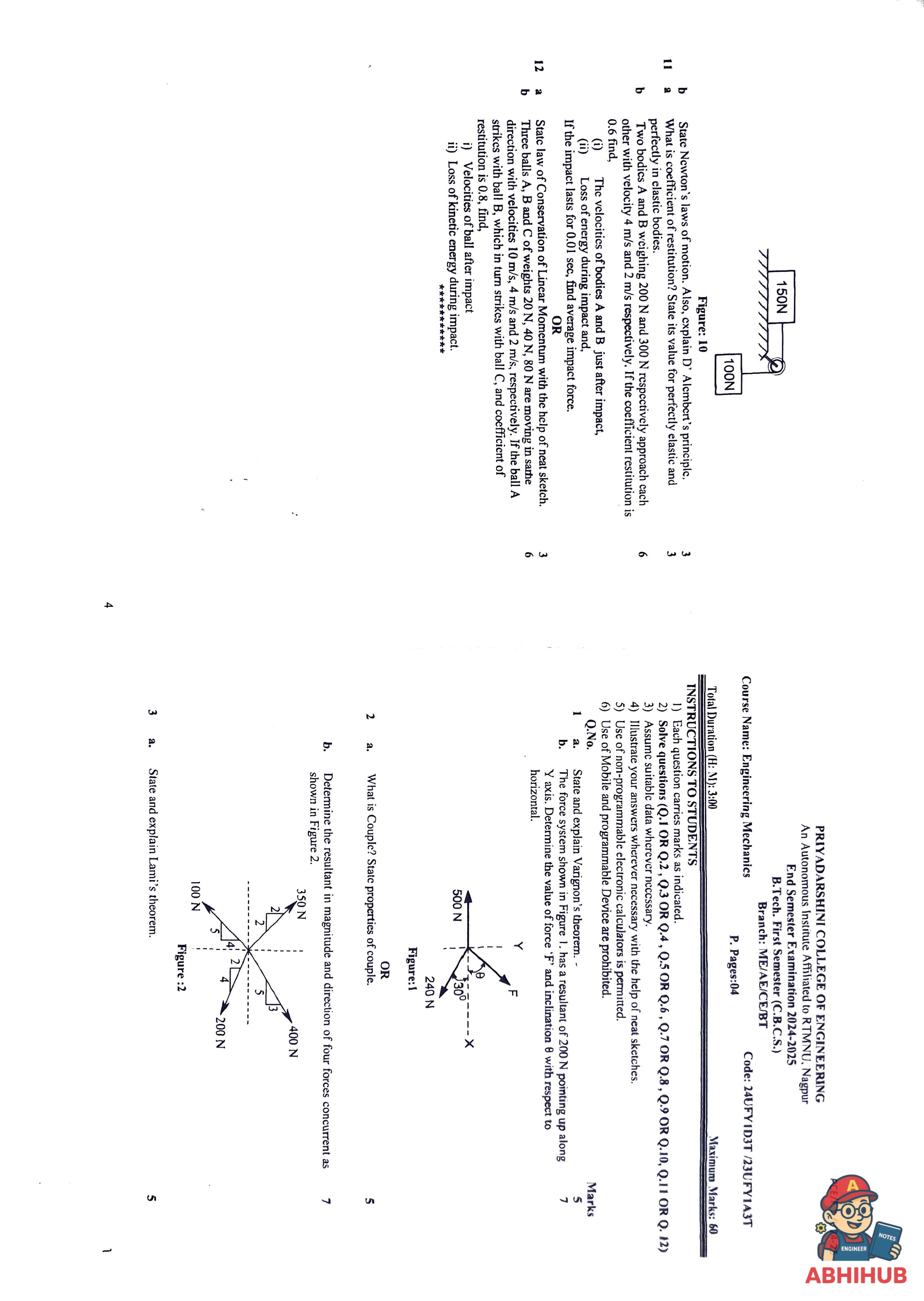 ESE Submission - Engineering Mechanics Notes for 
Priyadarshini College of Engineering