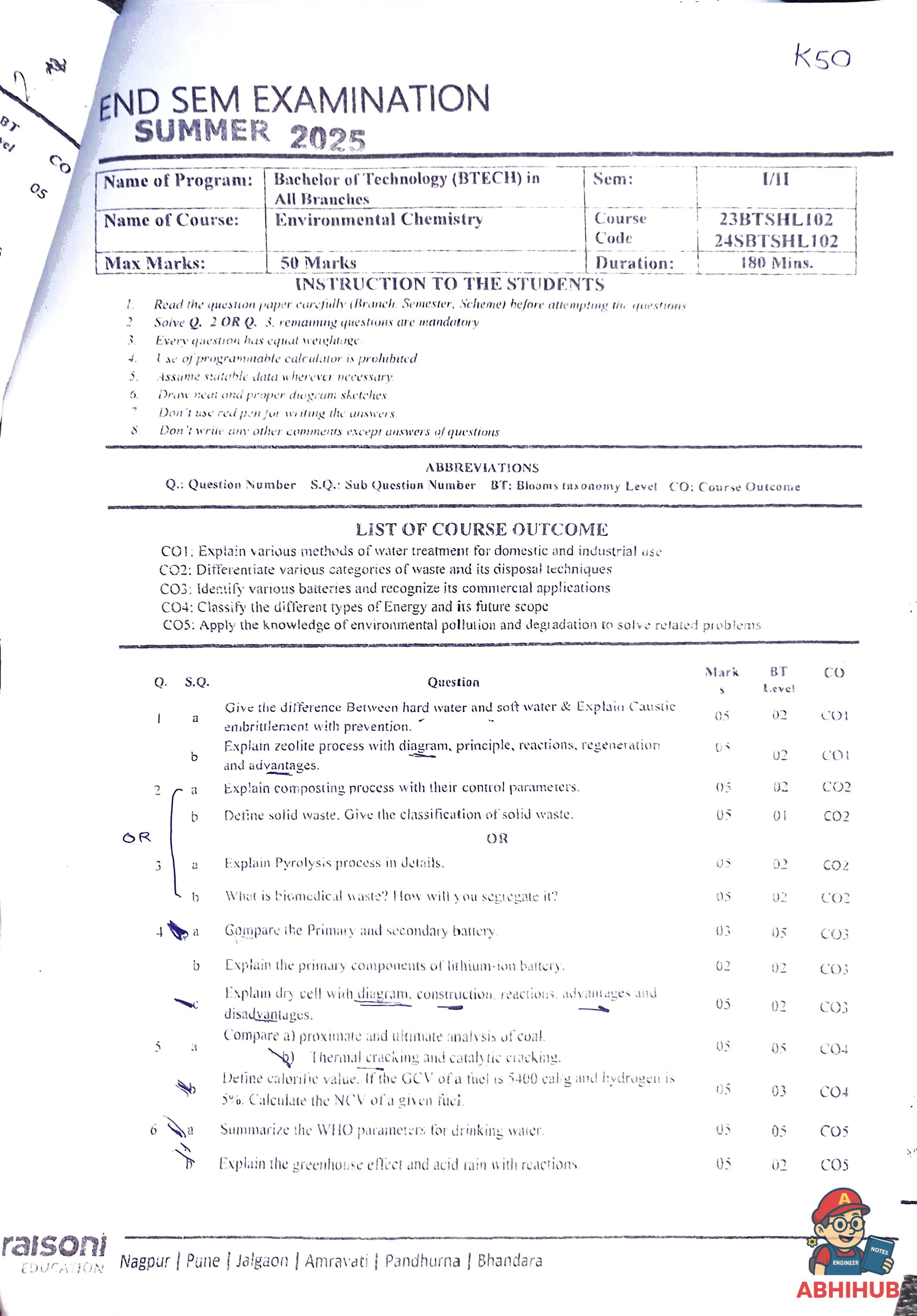 ESE Submission - Environmental Chemistry Notes for G H Raisoni College of Engineering and Management