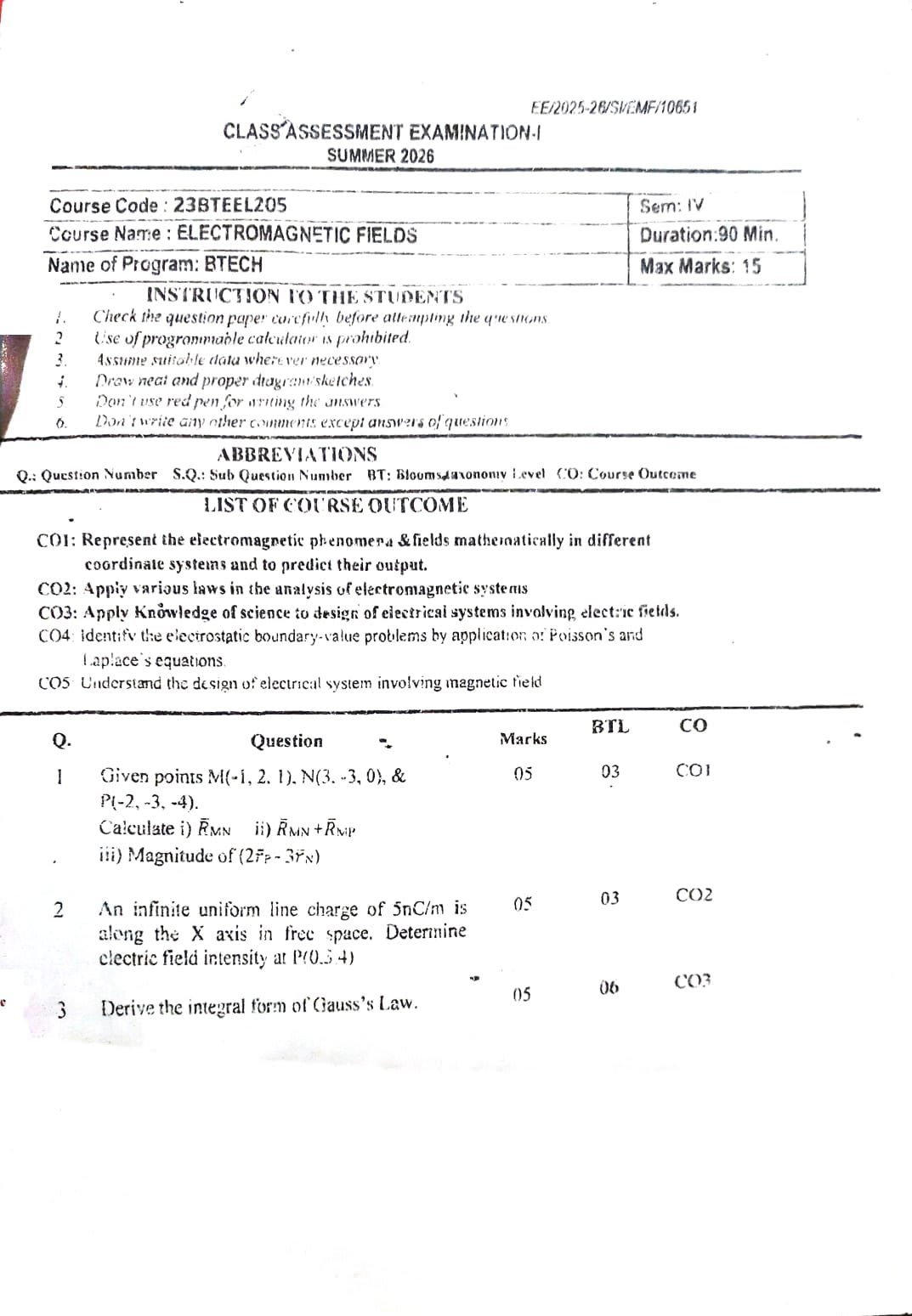 Electromagnetic fields - CAE1 - Uncategorized Notes for G H Raisoni College of Engineering and Management
