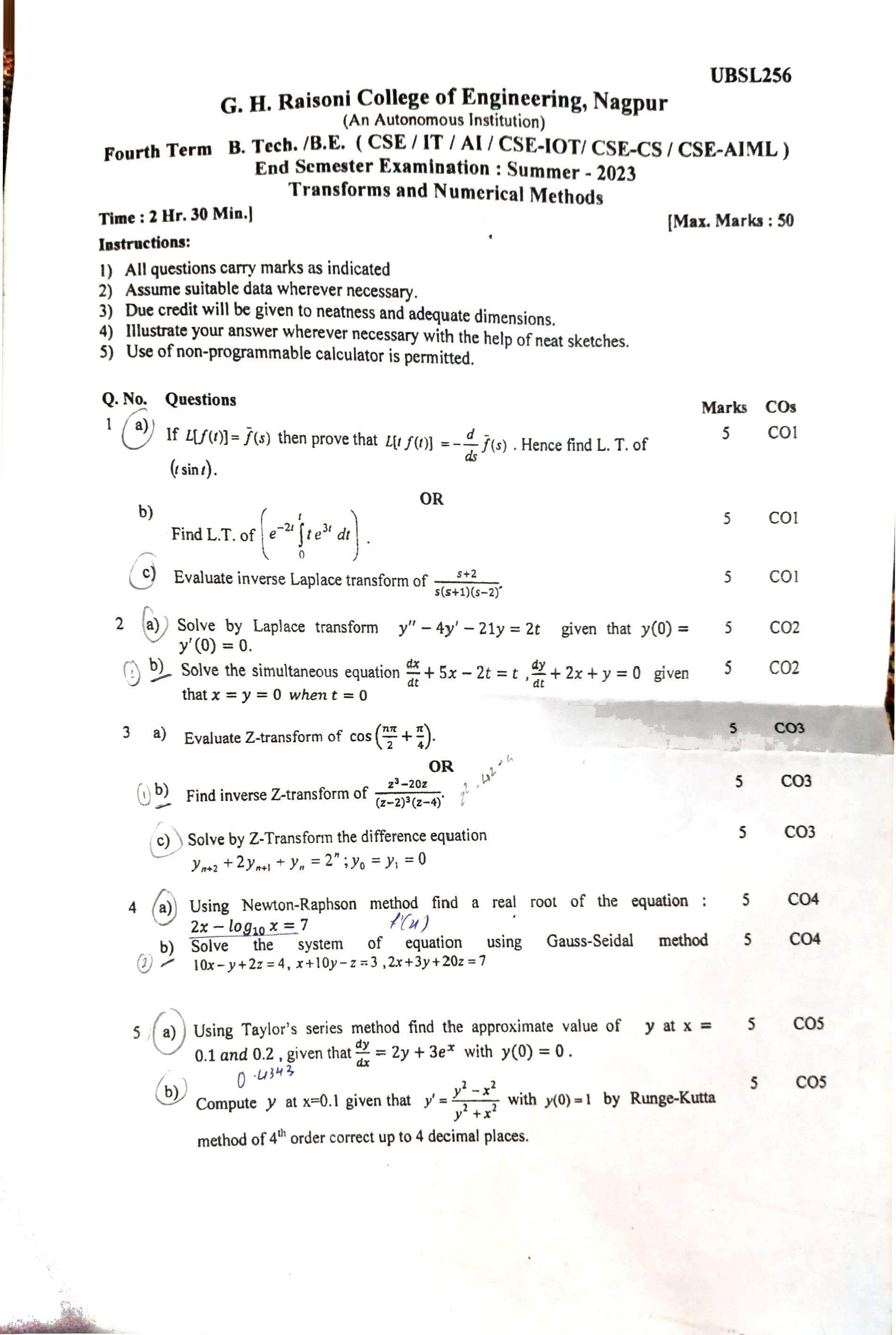 ESE Submission - Transforms and Numerical Methods Notes for G H Raisoni College of Engineering