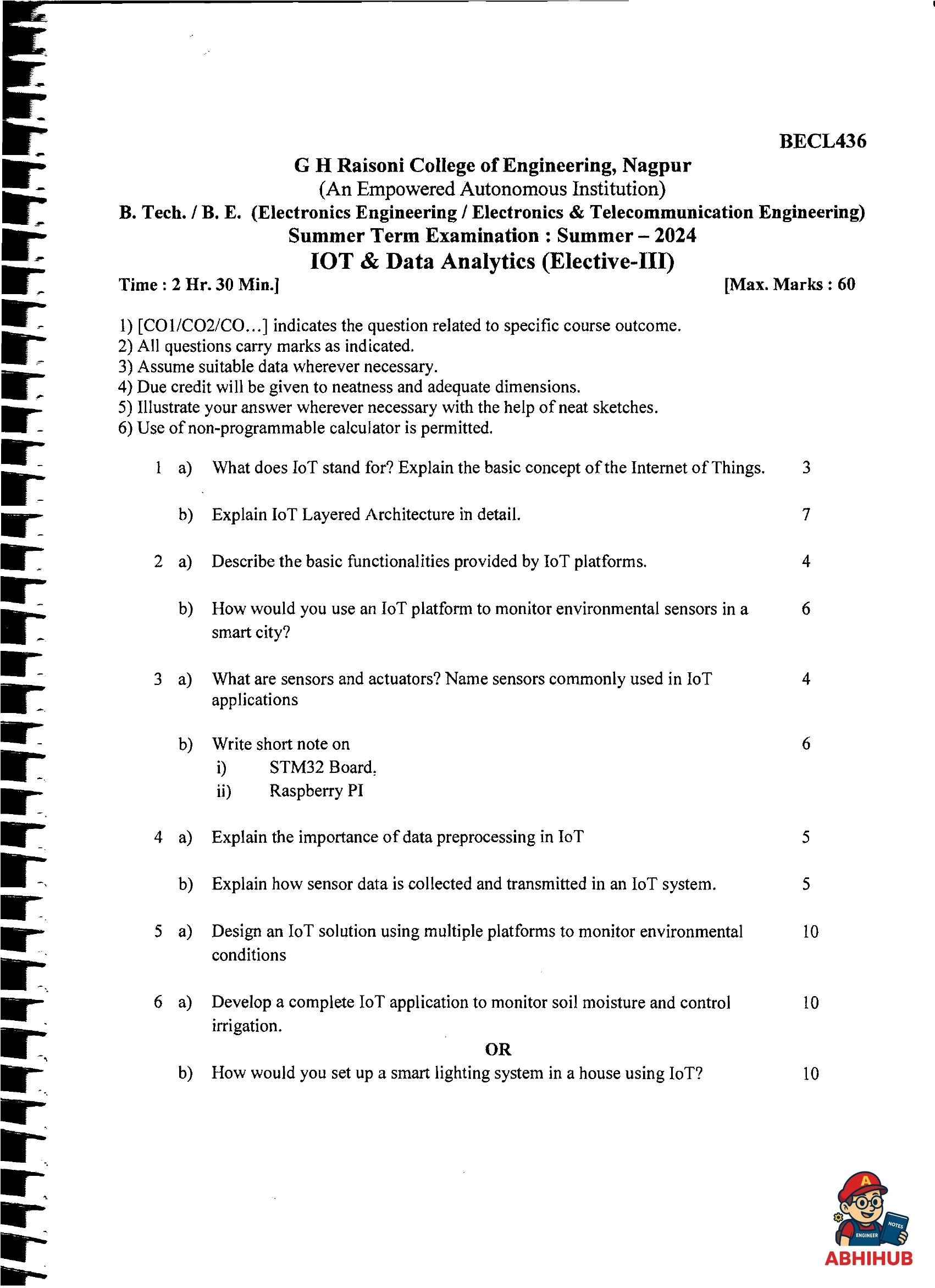 IOT & Data Analytics - IOT & Data Analytics Notes for G H Raisoni College of Engineering