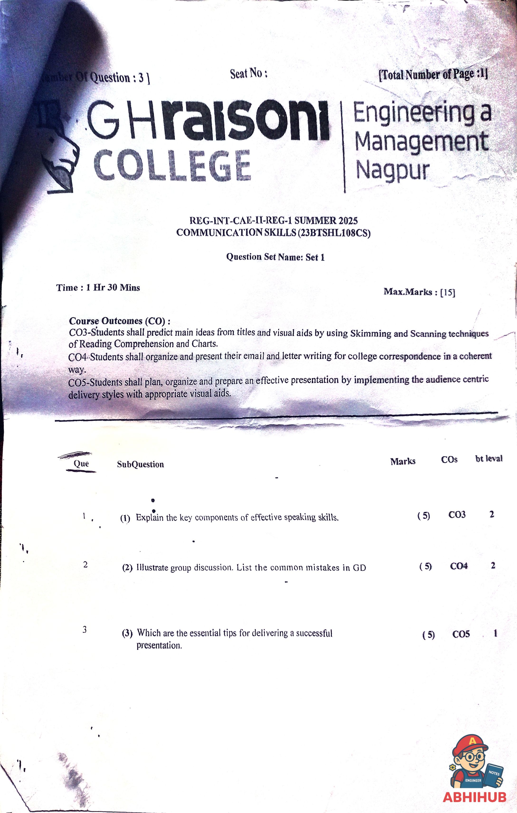 CAE2 Submission - Communication Skills Notes for G H Raisoni College of Engineering and Management