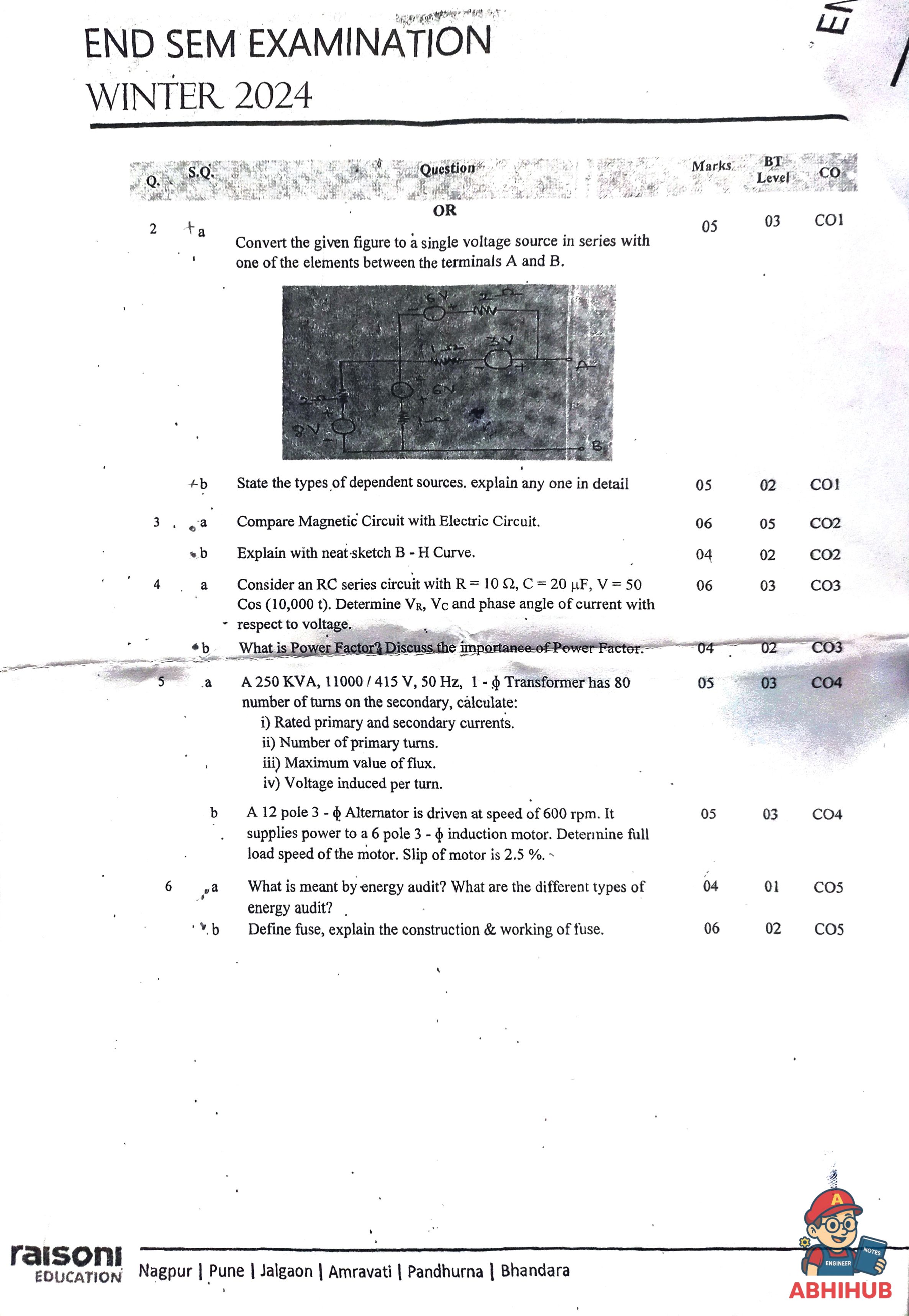 ESE Submission - Basic Electrical Engineering Notes for G H Raisoni College of Engineering and Management