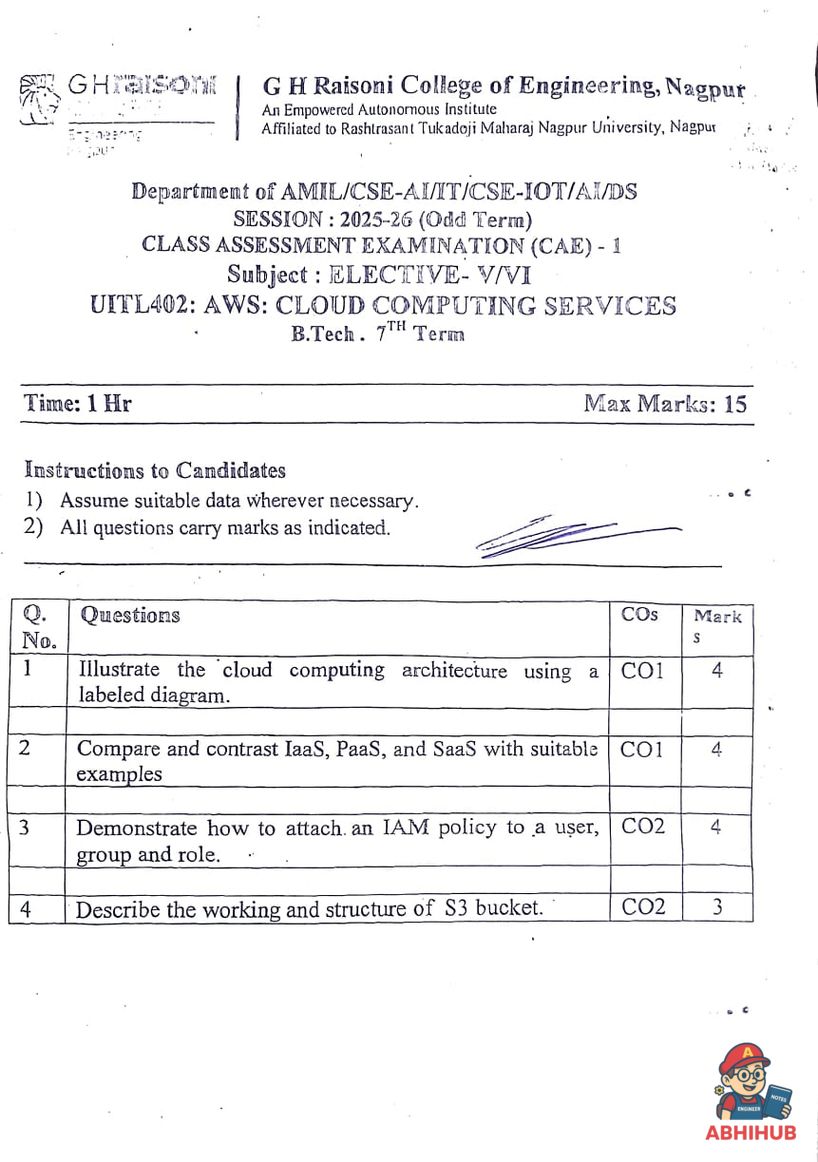 CAE1 Submission - Amazon Web Services Notes for G H Raisoni College of Engineering