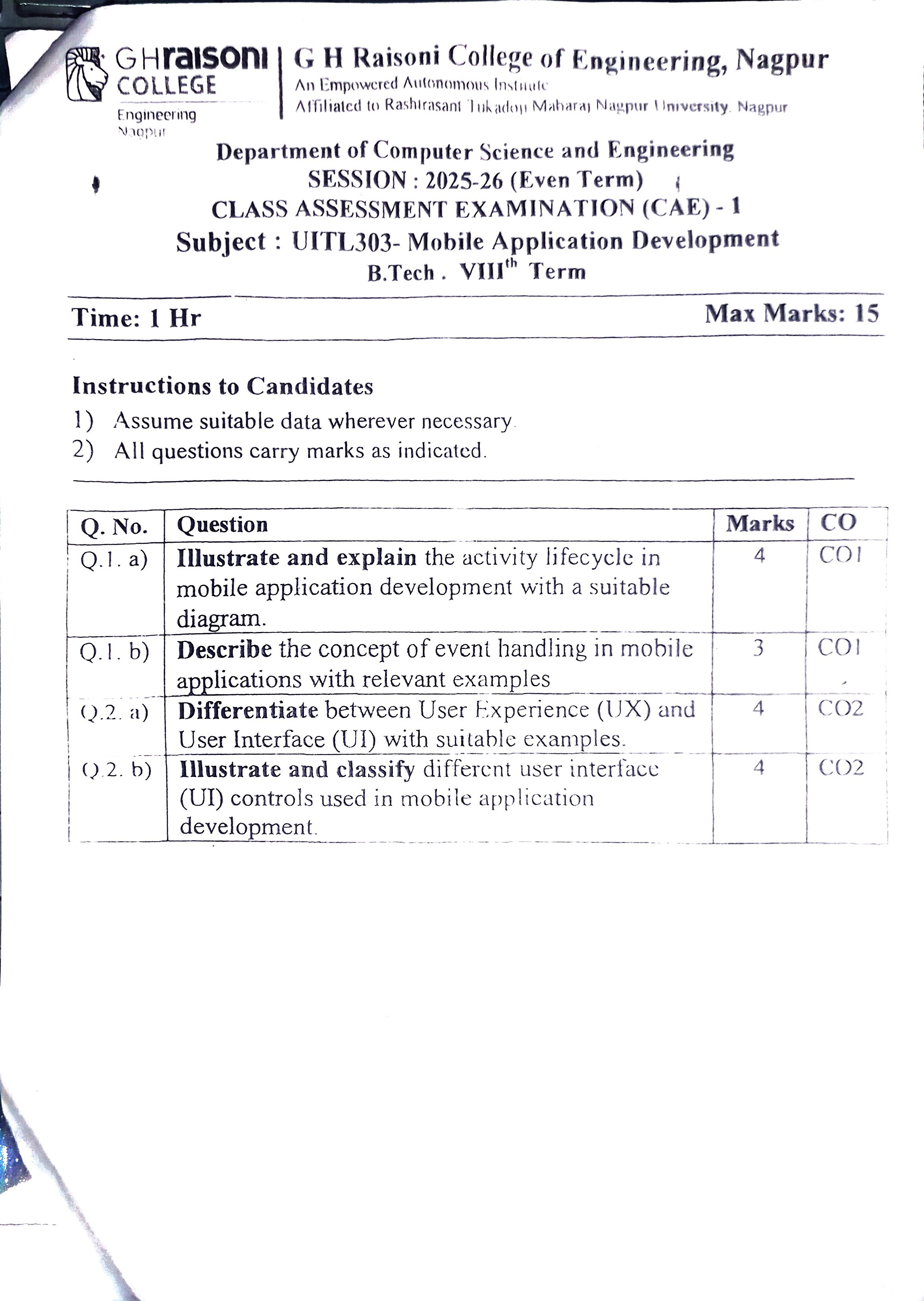Mobile Application Developement - Uncategorized Notes for G H Raisoni College of Engineering