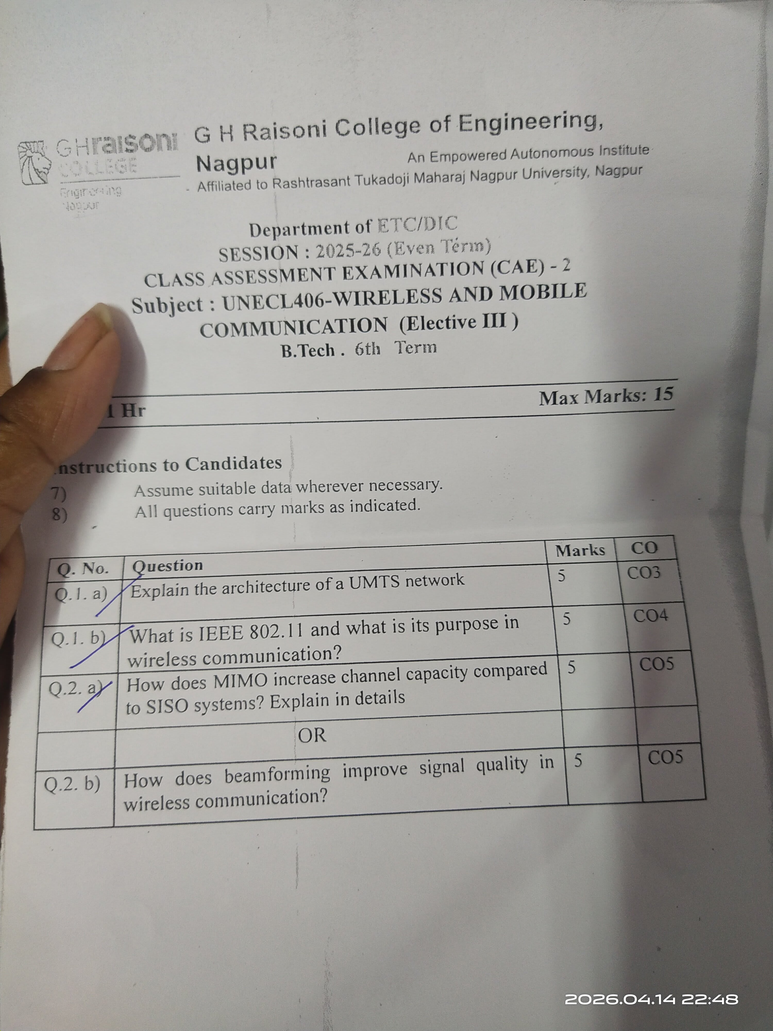 Wmc - CAE2 - Uncategorized Notes for G H Raisoni College of Engineering